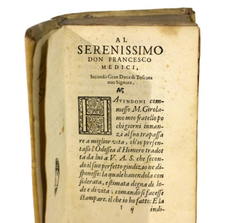 Omero - L'Odissea, Editore "Sermartelli - Firenze", 1582. Traduzione di Girolamo Baccelli