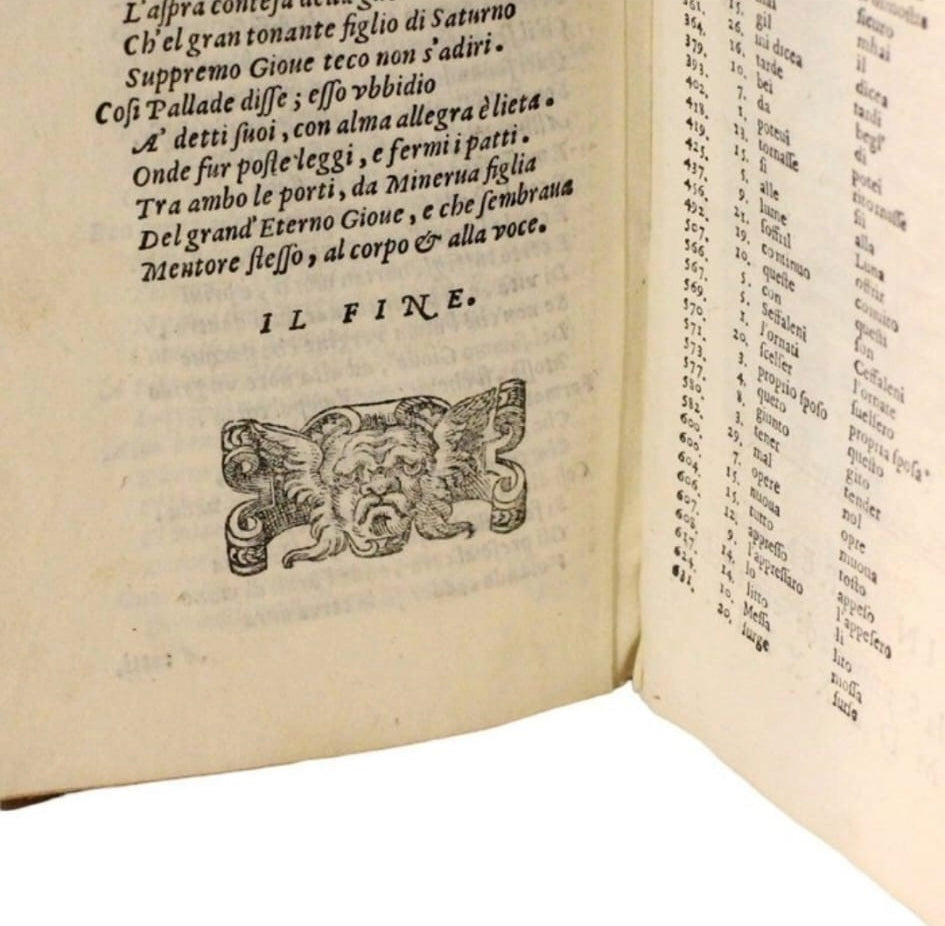 Omero - L'Odissea, Editore "Sermartelli - Firenze", 1582. Traduzione di Girolamo Baccelli